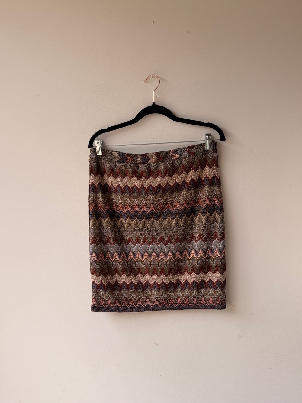 Melissa Paige Chevron Knit Pencil Skirt - Brown Multi